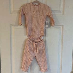 Baby Gap 3-6 month matching set. Pink with black dots, new with tags.